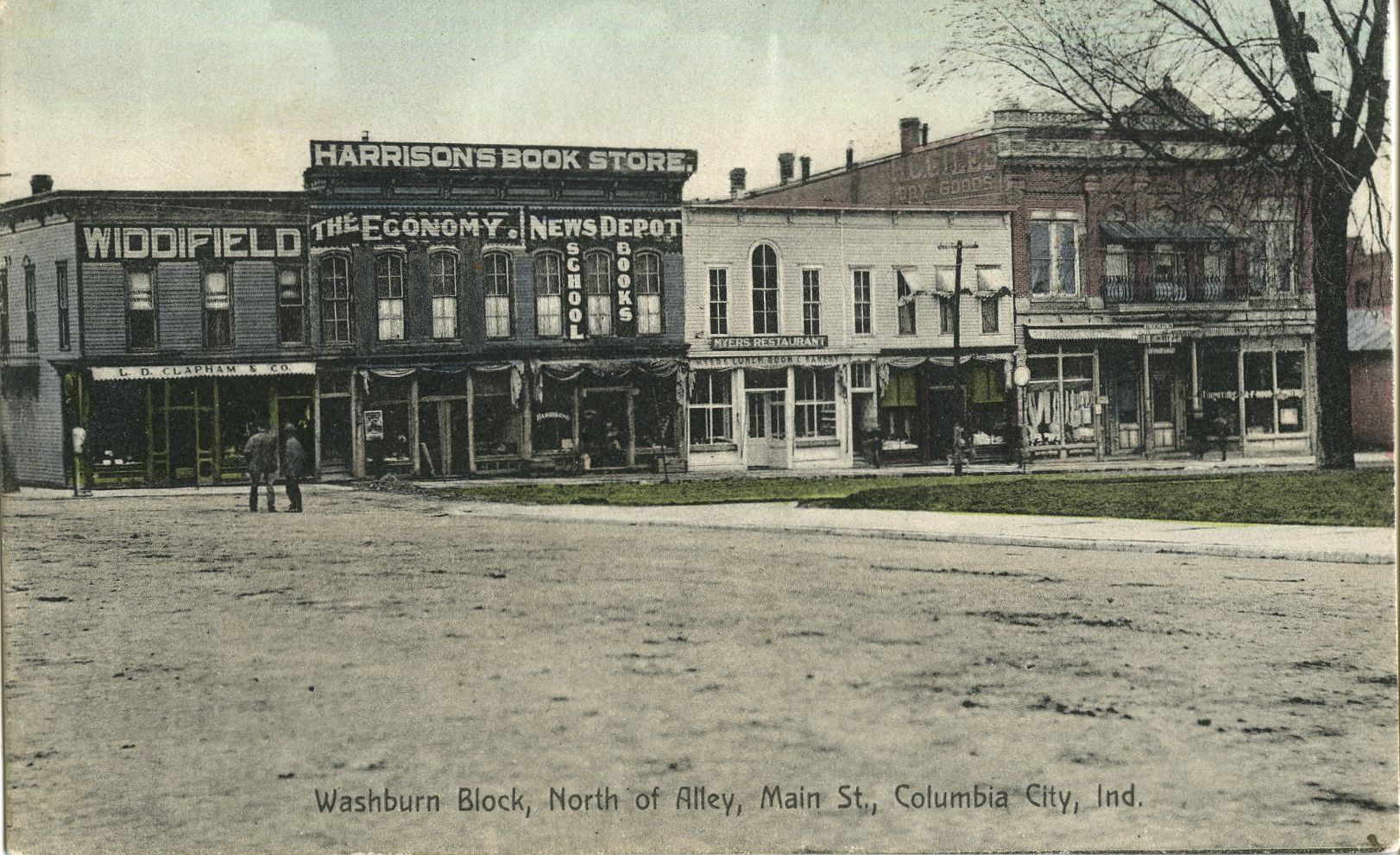 Washburn Block, North of Alley, Main Street, Columbia City, Indiana Before 1910 Photo from the Whitley County Historical Museum Collection