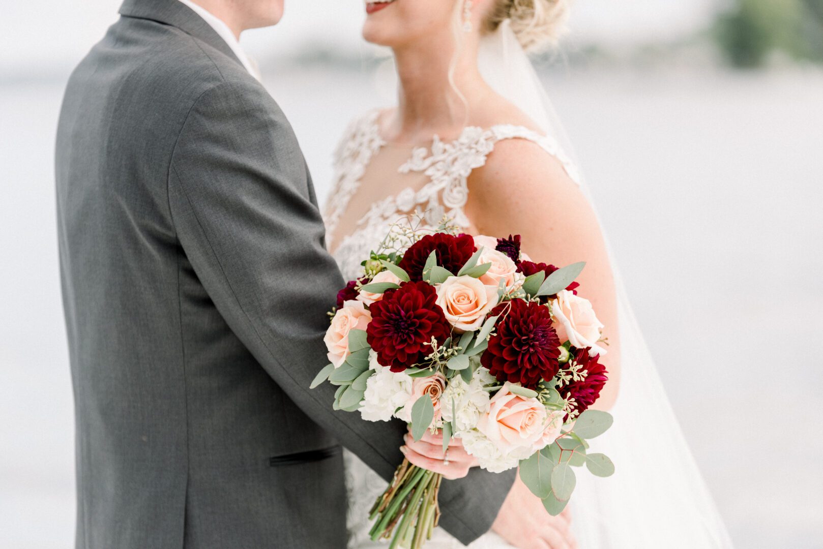 Bride and groom close up